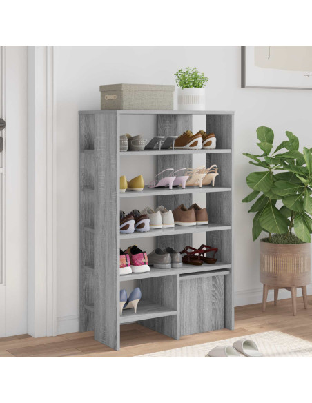 Mobile per scarpe 2 pcs Grigio Sonoma Legno multistrato
