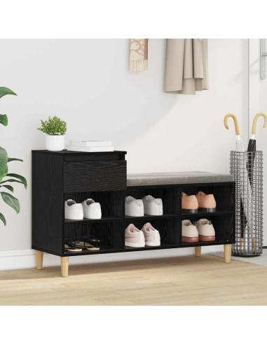 Mobile per scarpe con cassetto Rovere Nero 102 x 36 x 60 cm