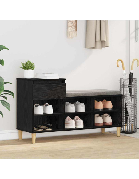 Mobile per scarpe con cassetto Rovere Nero 102 x 36 x 60 cm