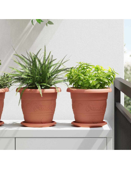 Vaso Rotondo per Fiori 6 pcs Rosso Mattone Ø 26 x 21.5 cm