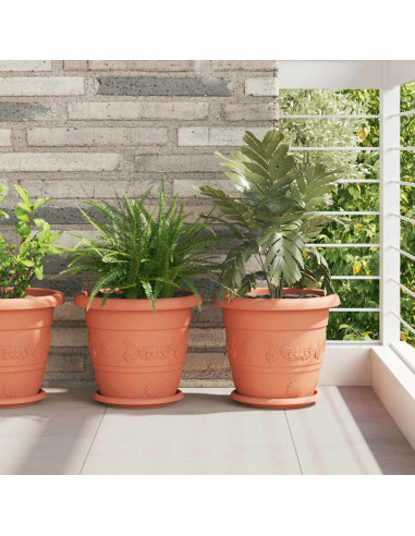 Vaso Rotondo per Fiori 6 pcs Rosso Mattone Ø 26 x 21.5 cm