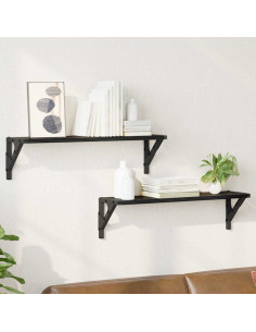 Scaffali da parete 2 pcs Rovere Nero 60 x 15 x 15,5 cm