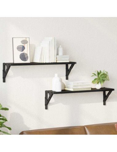 Scaffali da parete 2 pcs Rovere Nero 60 x 15 x 15,5 cm