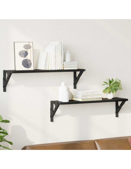 Scaffali da parete 2 pcs Rovere Nero 60 x 15 x 15,5 cm