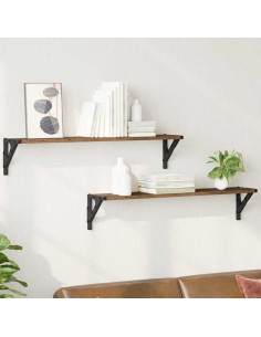 Scaffali da parete 2 pcs Legno vecchio 80 x 15 x 15,5 cm