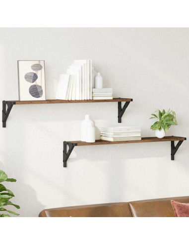 Scaffali da parete 2 pcs Legno vecchio 80 x 15 x 15,5 cm