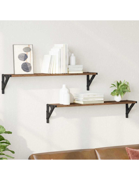 Scaffali da parete 2 pcs Legno vecchio 80 x 15 x 15,5 cm
