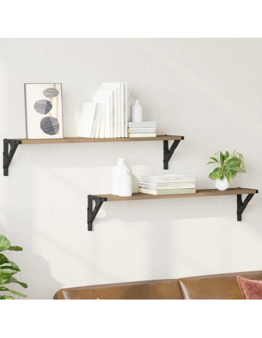 Scaffali da parete 2 pcs Rovere artigianale 80 x 15 x 15,5 cm