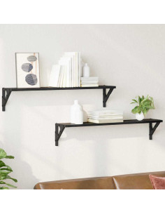 Scaffali da parete 2 pcs Rovere Nero 80 x 15 x 15,5 cm