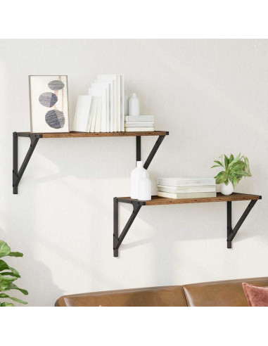 Scaffali da parete 2 pcs Legno vecchio 60 x 25 x 25,5 cm