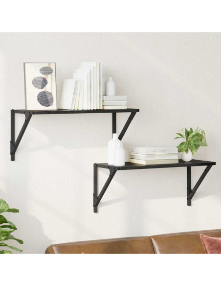 Scaffali da parete 2 pcs Rovere Nero 60 x 25 x 25,5 cm