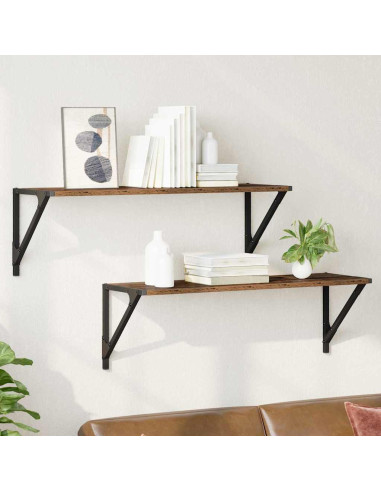 Scaffali da parete 2 pcs Legno vecchio 80 x 25 x 25,5 cm