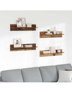 Scaffali da parete 4 pcs Legno vecchio 80 x 11,5 x 18 cm