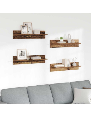 Scaffali da parete 4 pcs Legno vecchio 80 x 11,5 x 18 cm