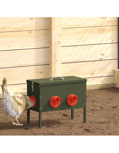 Feeder per pollo 2 pcs Verde oliva 41,5 x 20,5 x 33 cm