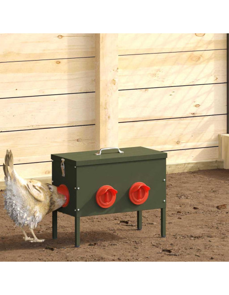 Feeder per pollo 2 pcs Verde oliva 41,5 x 20,5 x 33 cm