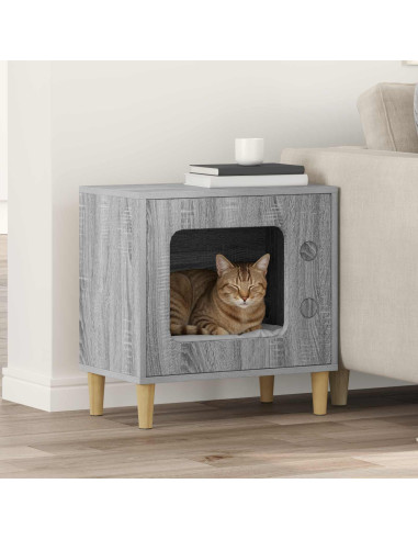 Casa per Gatti Grigio Sonoma 51 x 30 x 52 cm Legno multistrato