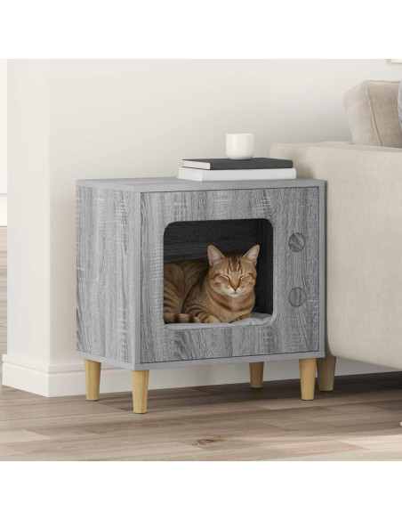 Casa per Gatti Grigio Sonoma 51 x 30 x 52 cm Legno multistrato