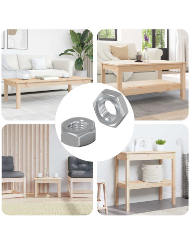 Dadi esagonali 2 pcs Argento m8 Ferro