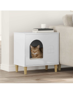 Casa per Gatti Bianco Lucido 51 x 30 x 52 cm Legno multistrato