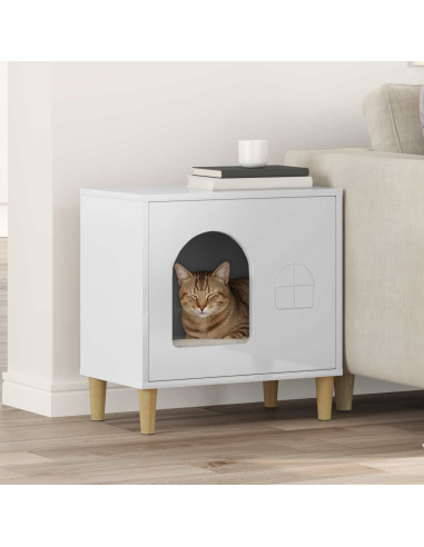 Casa per Gatti Bianco Lucido 51 x 30 x 52 cm Legno multistrato