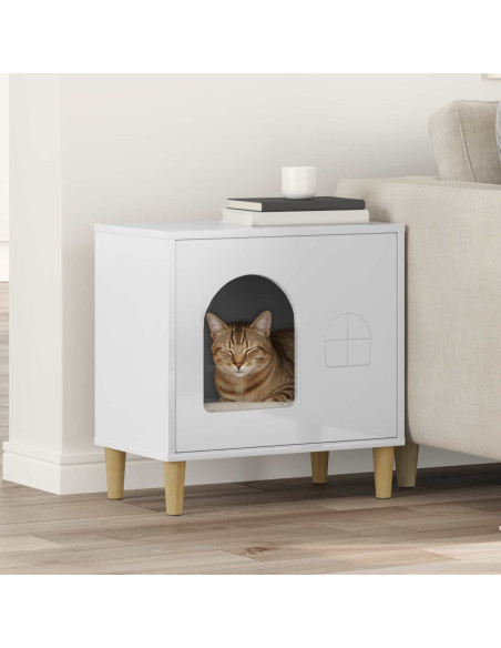 Casa per Gatti Bianco Lucido 51 x 30 x 52 cm Legno multistrato
