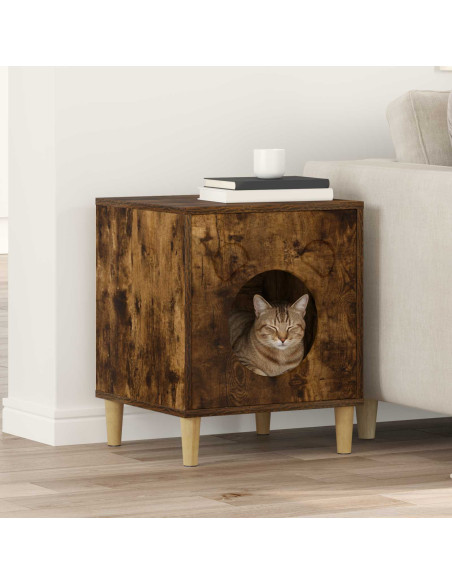 Casa per Gatti Rovere fumé 42,5 x 40 x 53 cm Legno multistrato