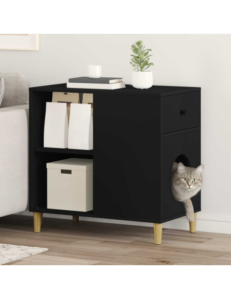 Casa per Gatti Nero 72 x 42.5 x 70 cm Legno multistrato