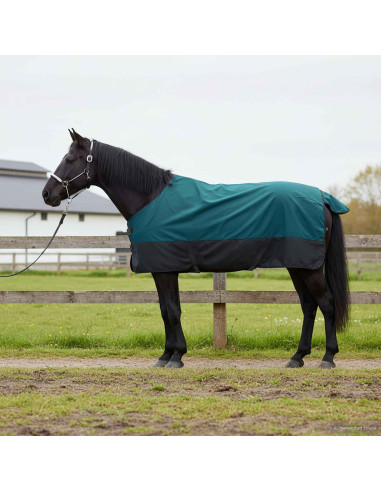 Coperta per Cavalli Verde Scuro e Nero 115 cm Poliestere