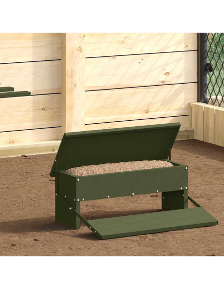Mangiatore a Pedale per Pollo Verde oliva 48,5 x 39,5 x 19 cm