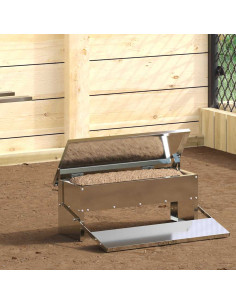 Mangiatore a Pedale per Pollo Argento 48,5 x 39,5 x 19 cm