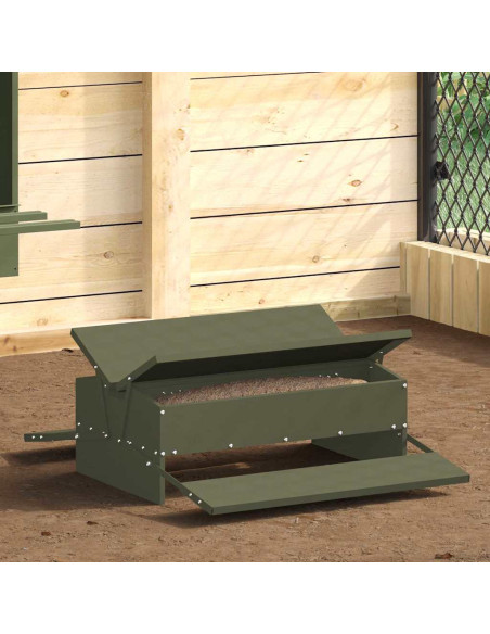 Mangiatore a Pedale per Pollo Verde oliva 75 x 53 x 20,5 cm