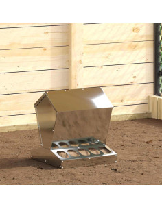 Feeder per pollo Argento 40 x 40 x 45 cm Acciaio zincato