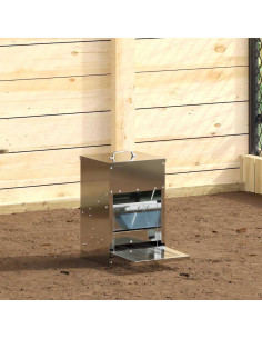 Mangiatore a Pedale per Pollo Argento 25 x 42 x 40 cm