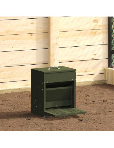 Mangiatore a Pedale per Pollo Verde oliva 33 x 42 x 40 cm