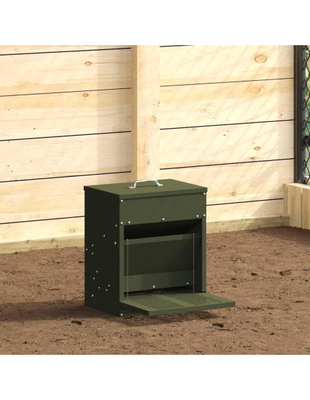 Mangiatore a Pedale per Pollo Verde oliva 33 x 42 x 40 cm