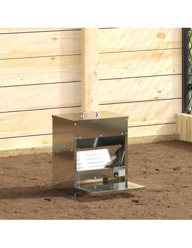Mangiatore a Pedale per Pollo Argento 33 x 42 x 40 cm