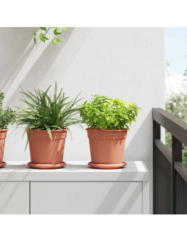 Vaso Rotondo per Fiori 6 pcs Rosso Mattone Ø 17 x 14 cm