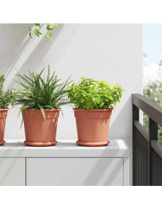 Vaso Rotondo per Fiori 6 pcs Rosso Mattone Ø 19 x 16 cm