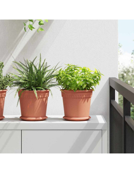 Vaso Rotondo per Fiori 6 pcs Rosso Mattone Ø 19 x 16 cm