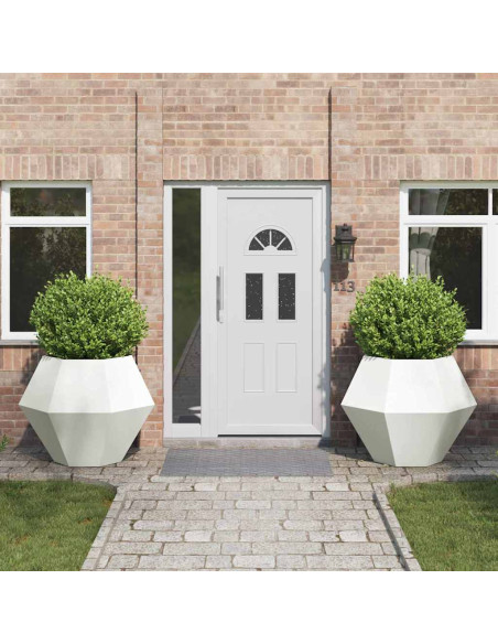 Fioriera 2 pcs Bianco 100 x 100 x 80 cm Acciaio