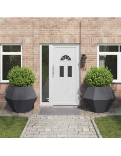 Fioriera 2 pcs Antracite 100 x 100 x 80 cm Acciaio