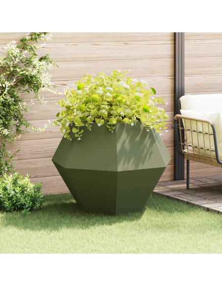 Fioriera Verde oliva 100 x 100 x 80 cm Acciaio