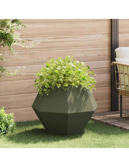 Fioriera Verde oliva 75 x 75 x 60 cm Acciaio