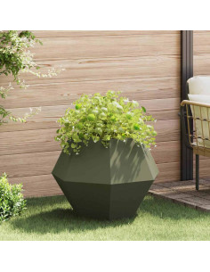 Fioriera Verde oliva 75 x 75 x 60 cm Acciaio 2