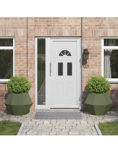 Fioriera 2 pcs Verde oliva 75 x 75 x 60 cm Acciaio