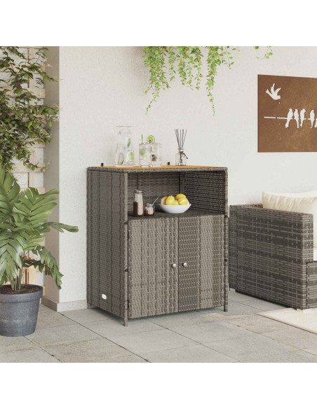 Armadietto Grigio 70 x 50 x 87 cm Poliestere e Rattan Roly