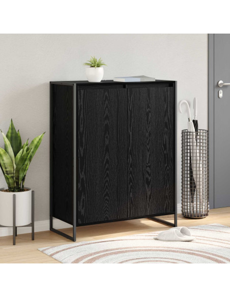 Mobile per scarpe con porta Rovere Nero 79 x 36 x 100 cm