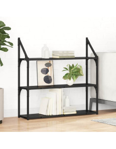 Scaffale da parete Rovere Nero 80 x 21 x 78,5 cm