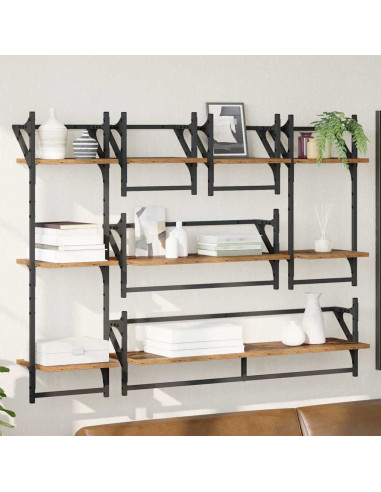 Set mensole da parete 6 pcs Legno vecchio 100 x 25 x 30 cm